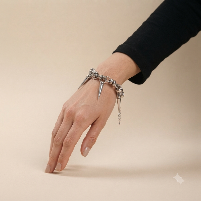 Spike & Knotted Chain Statement Bracelet