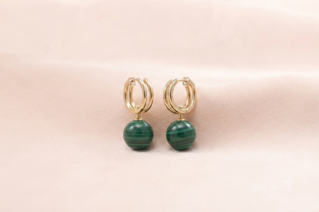 Chain Link Gemstone Ball Drop Earrings
