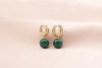 Chain Link Gemstone Ball Drop Earrings