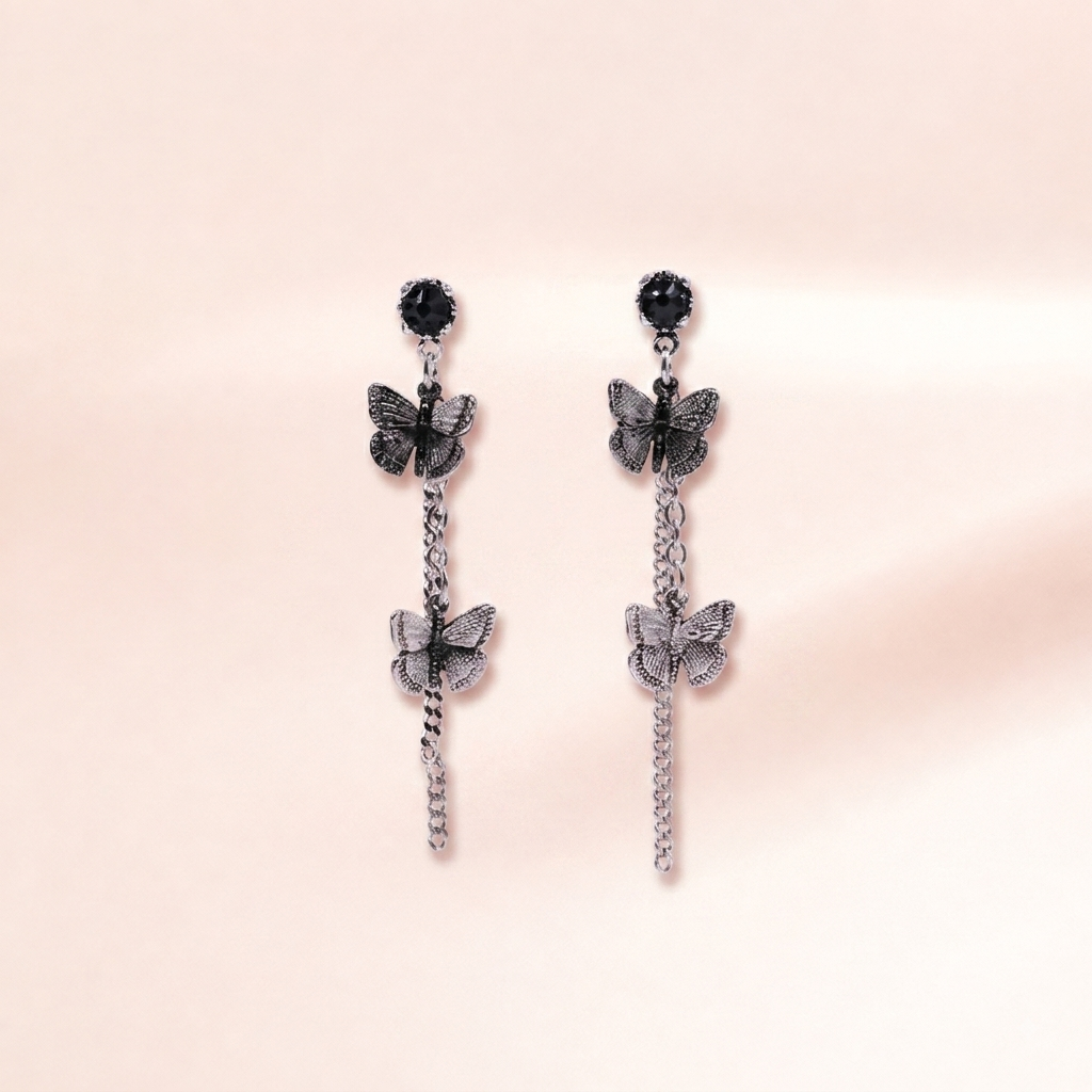 Dark Butterfly Duo Drop Earrings
