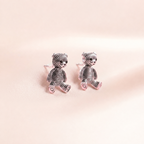 Silver Teddy Bear Stud Earrings
