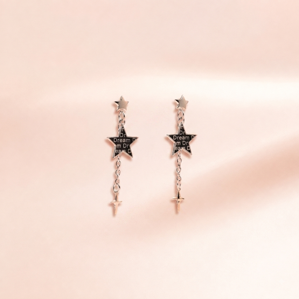 "Dream" Star Chain Drop Earrings