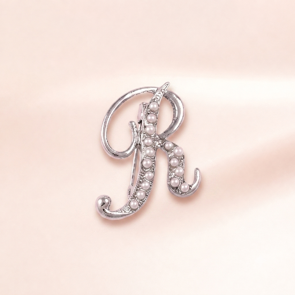 Pearl Initial "R" Brooch