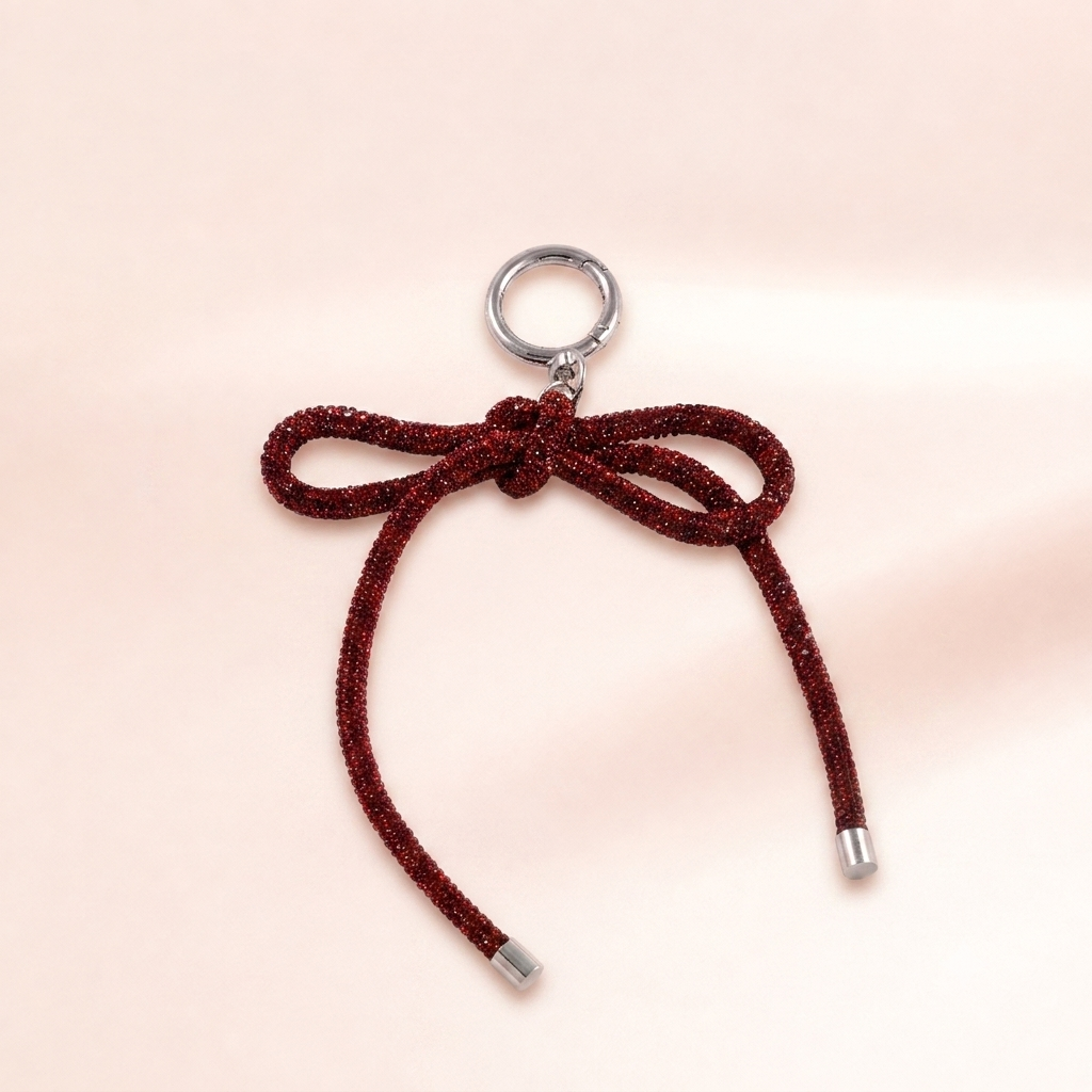 Crystal Rope Bow Bag Charm