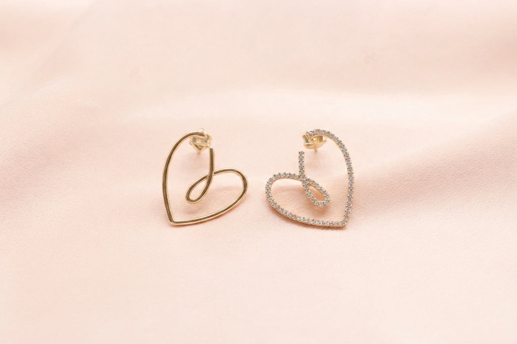 Open Heart Loop Hoop Earrings