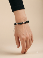Stone Chip & Silver Bar Beaded Bracelet