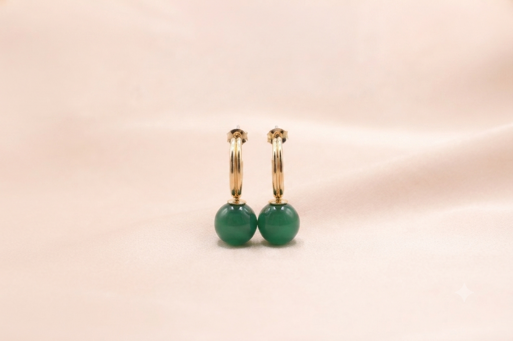 Chain Link Gemstone Ball Drop Earrings
