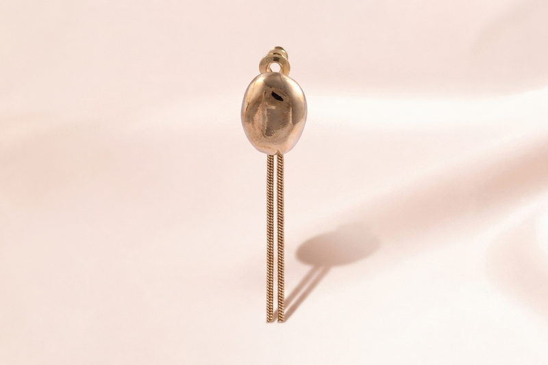 Oval Dome Fringe Drop Earrings
