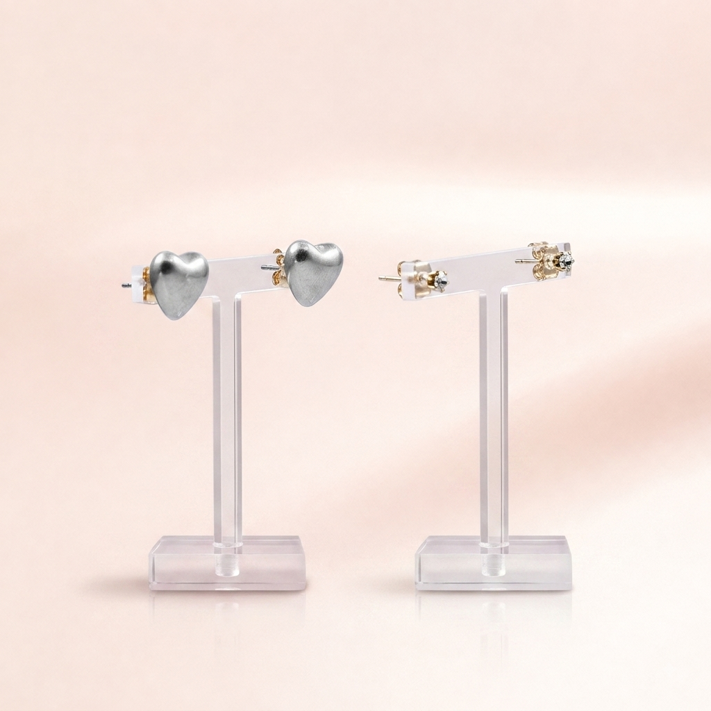 Puffy Heart Stud Earrings