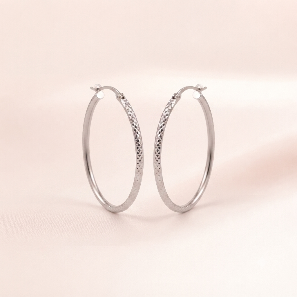 Diamond-Cut Large Hoop Earrings