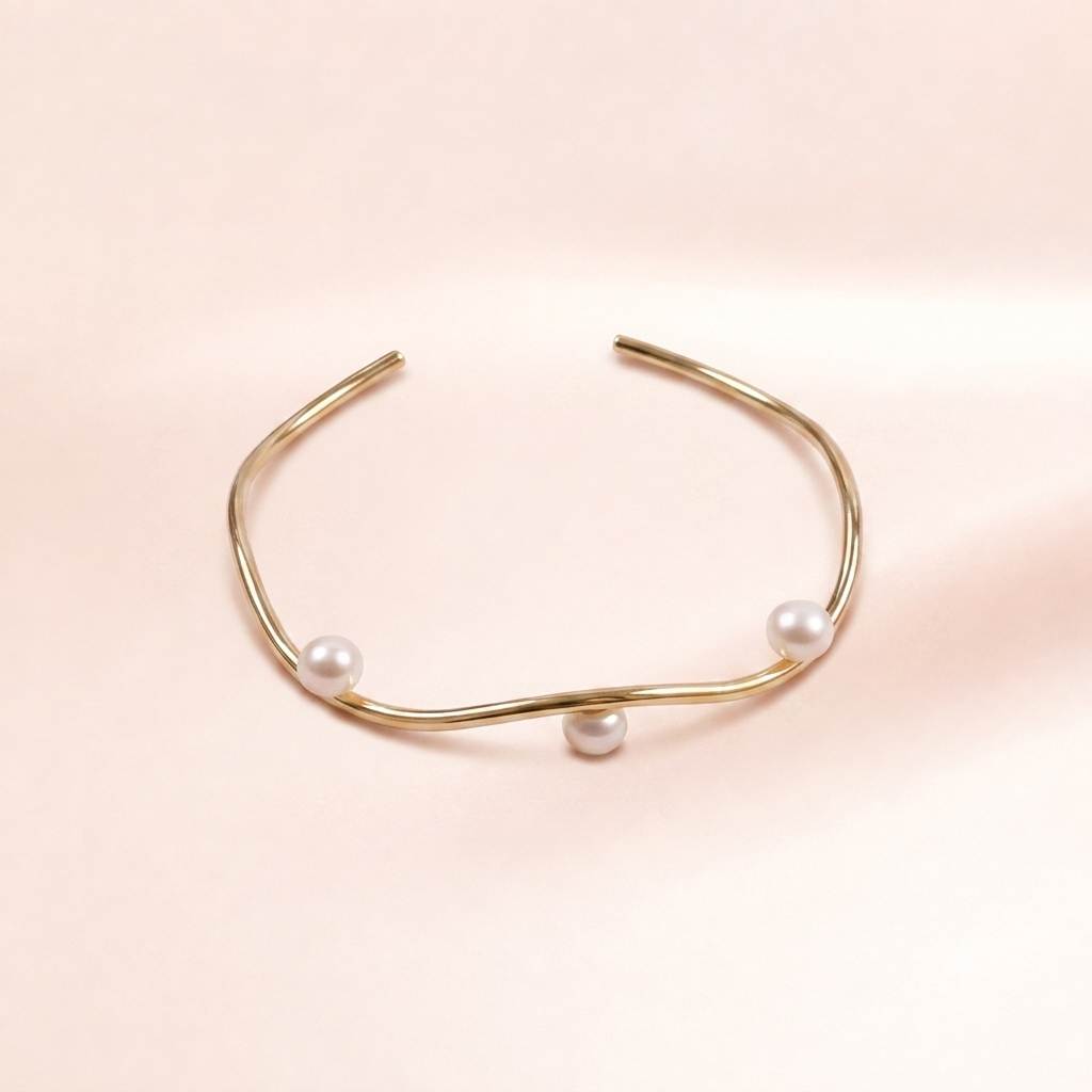 Wave Pearl Cuff Bracelet