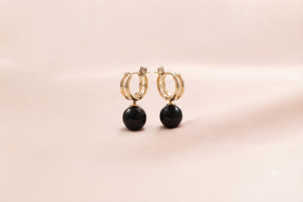Chain Link Gemstone Ball Drop Earrings