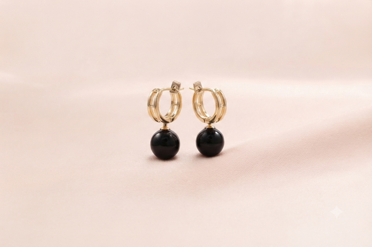 Chain Link Gemstone Ball Drop Earrings