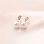Gold Textured Drop Pearl Earrings | Vybe Global Store - Image 12