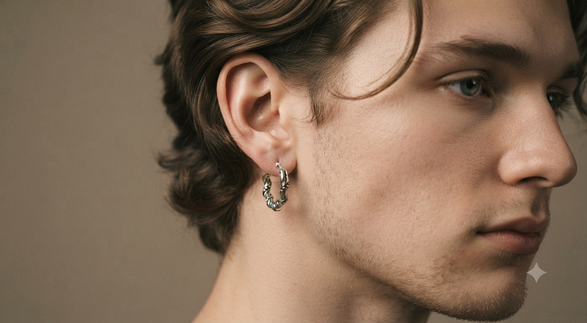 Silver Textured Open Hoop Earrings