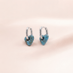 Blue Enamel Heart Hoop Earrings