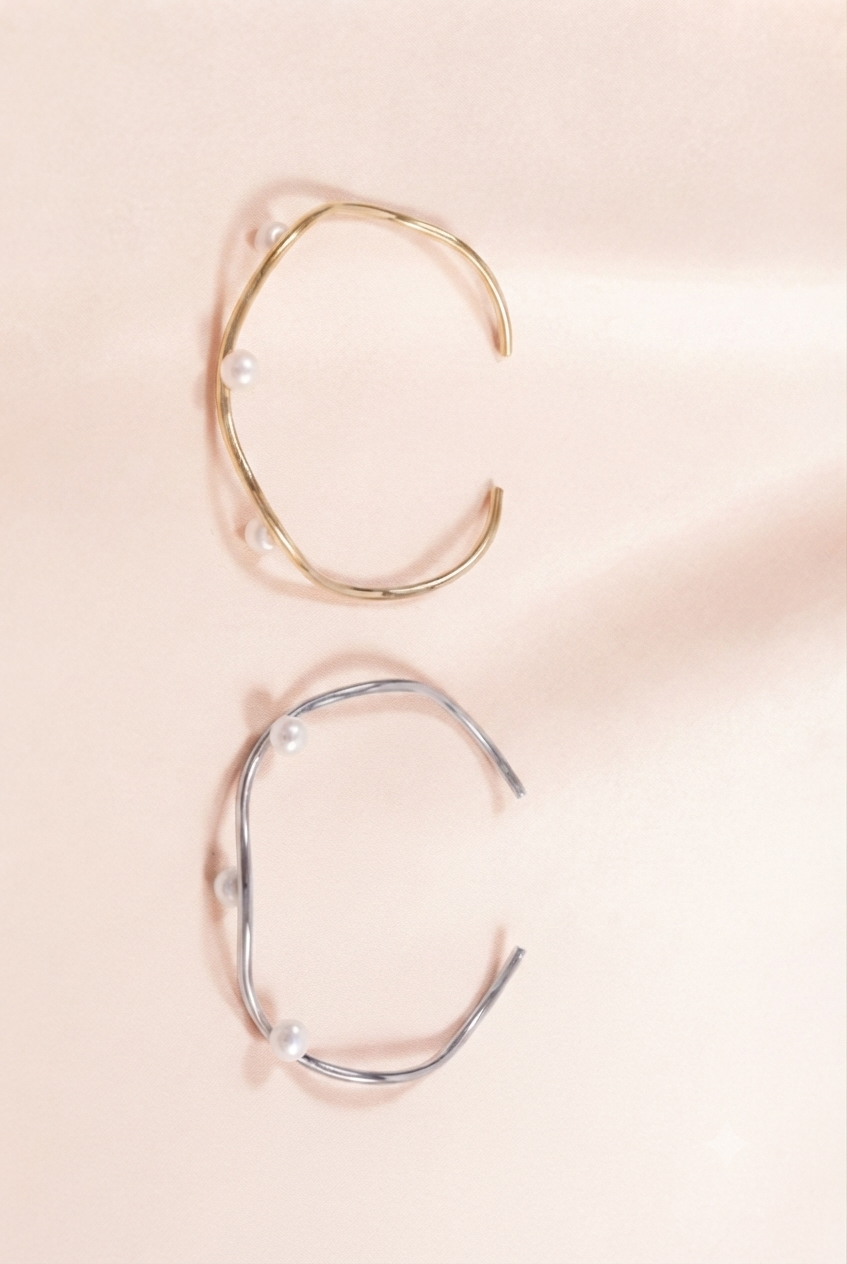 Wave Pearl Cuff Bracelet