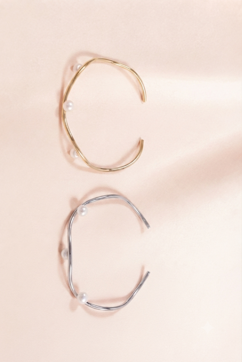 Wave Pearl Cuff Bracelet