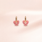 Pink Enamel Heart Hoop Earrings