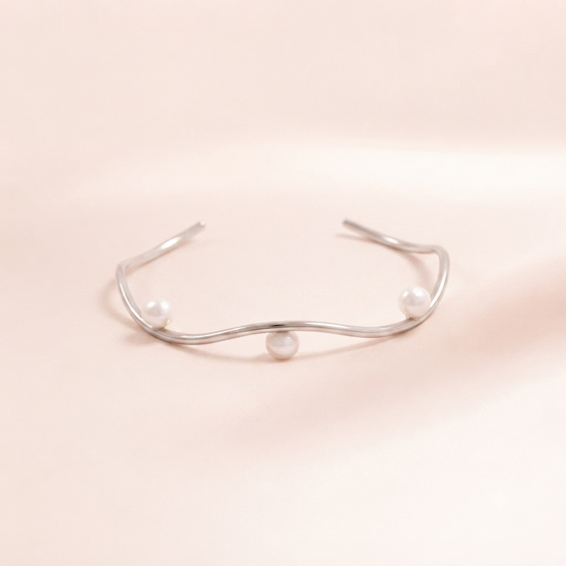 Wave Pearl Cuff Bracelet