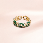 Emerald Enamel Chain Link Ring