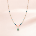 Gold Enamel Turquoise Daisy Bead Necklace | Vybe Global Store - Image 2
