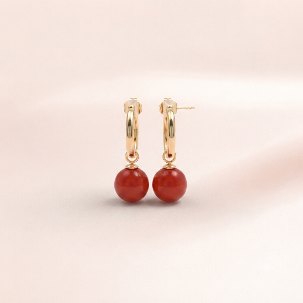 Chain Link Gemstone Ball Drop Earrings