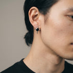 Silver Black Stone Chain Drop Earrings for Men | Vybe Global Store