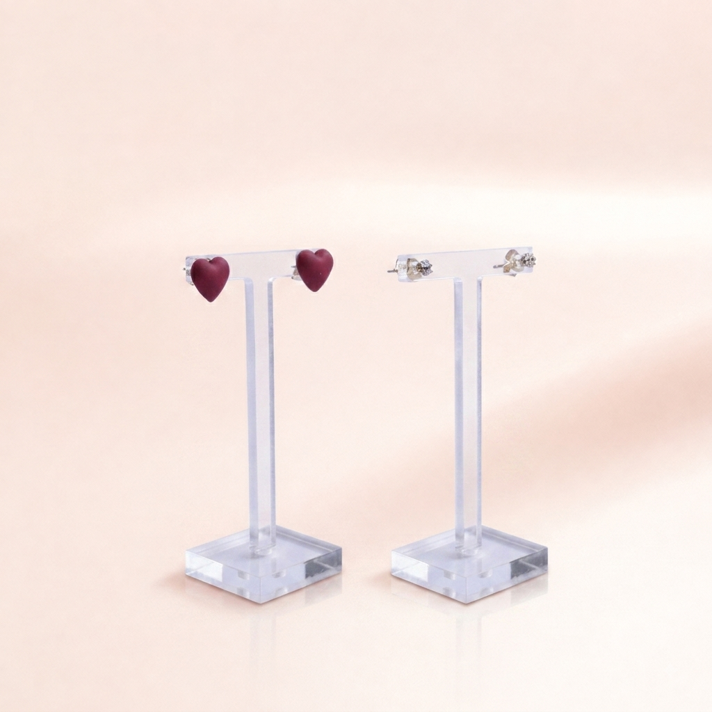 Puffy Heart Stud Earrings