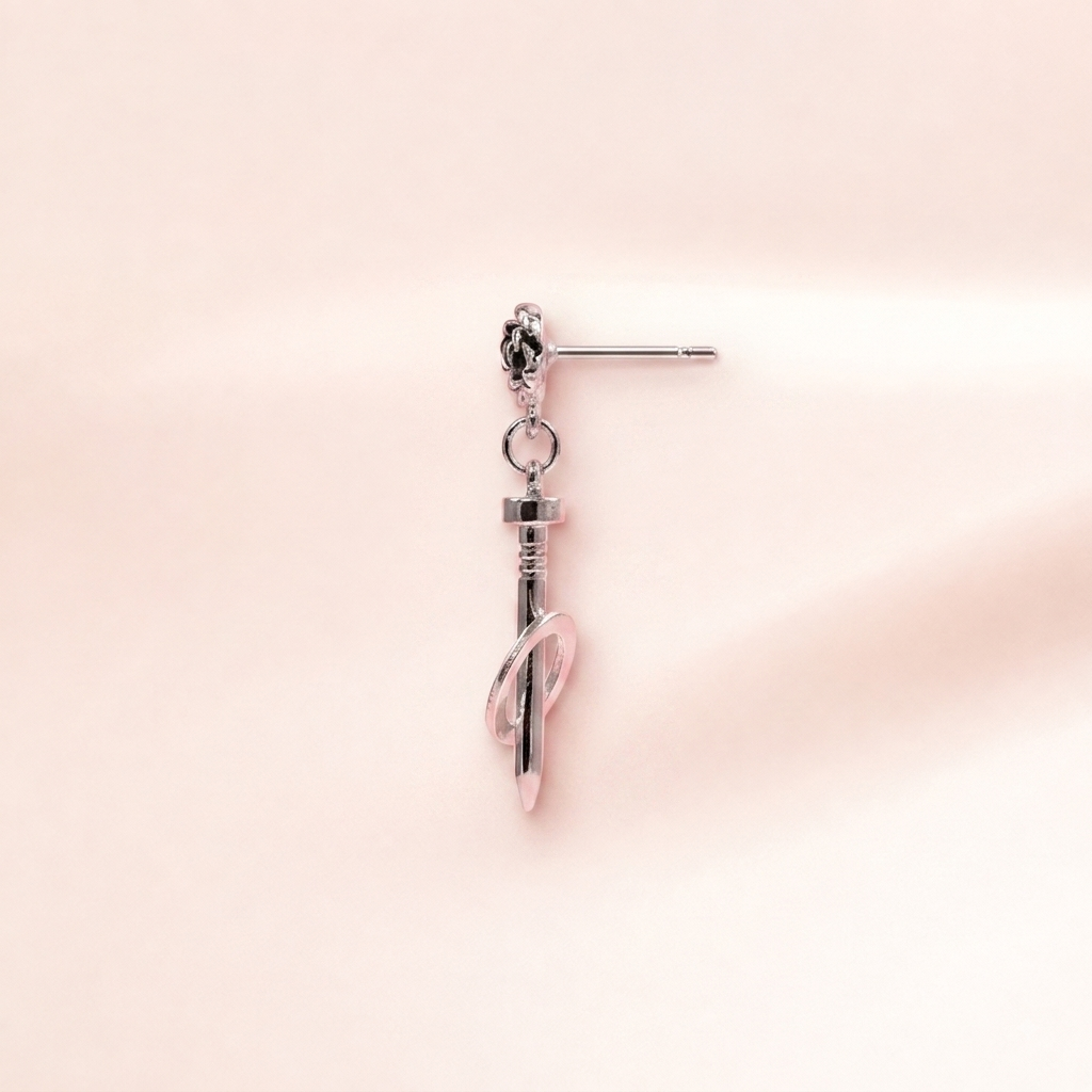 Rose & Nail Charm Drop Earrings