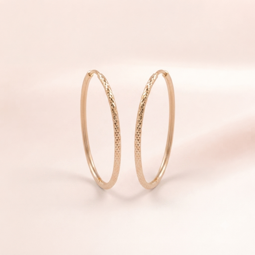 Diamond-Cut Large Hoop Earrings
