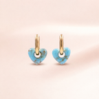 Blue Enamel Heart Hoop Earrings