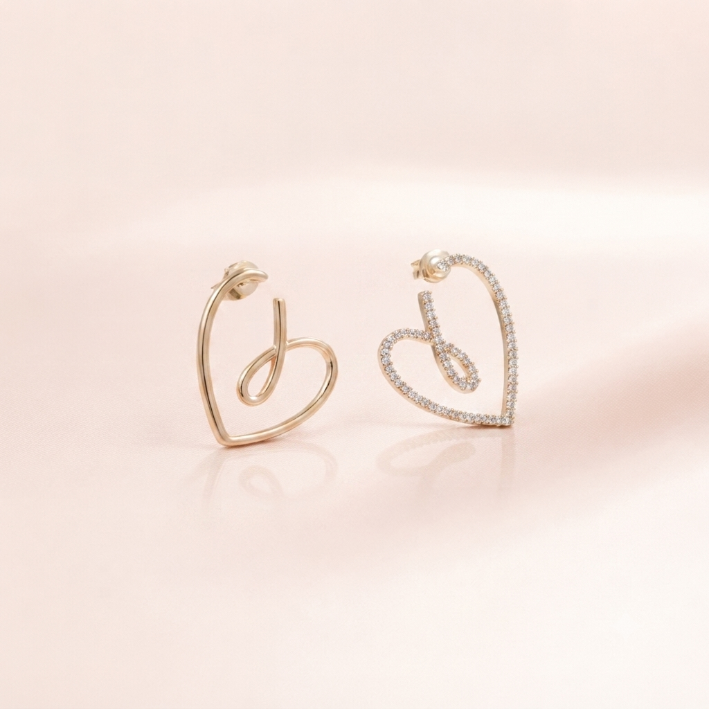 Open Heart Loop Hoop Earrings