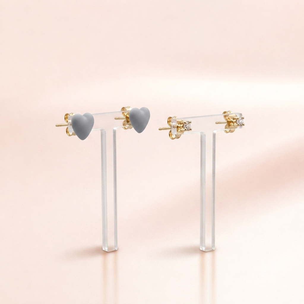 Puffy Heart Stud Earrings