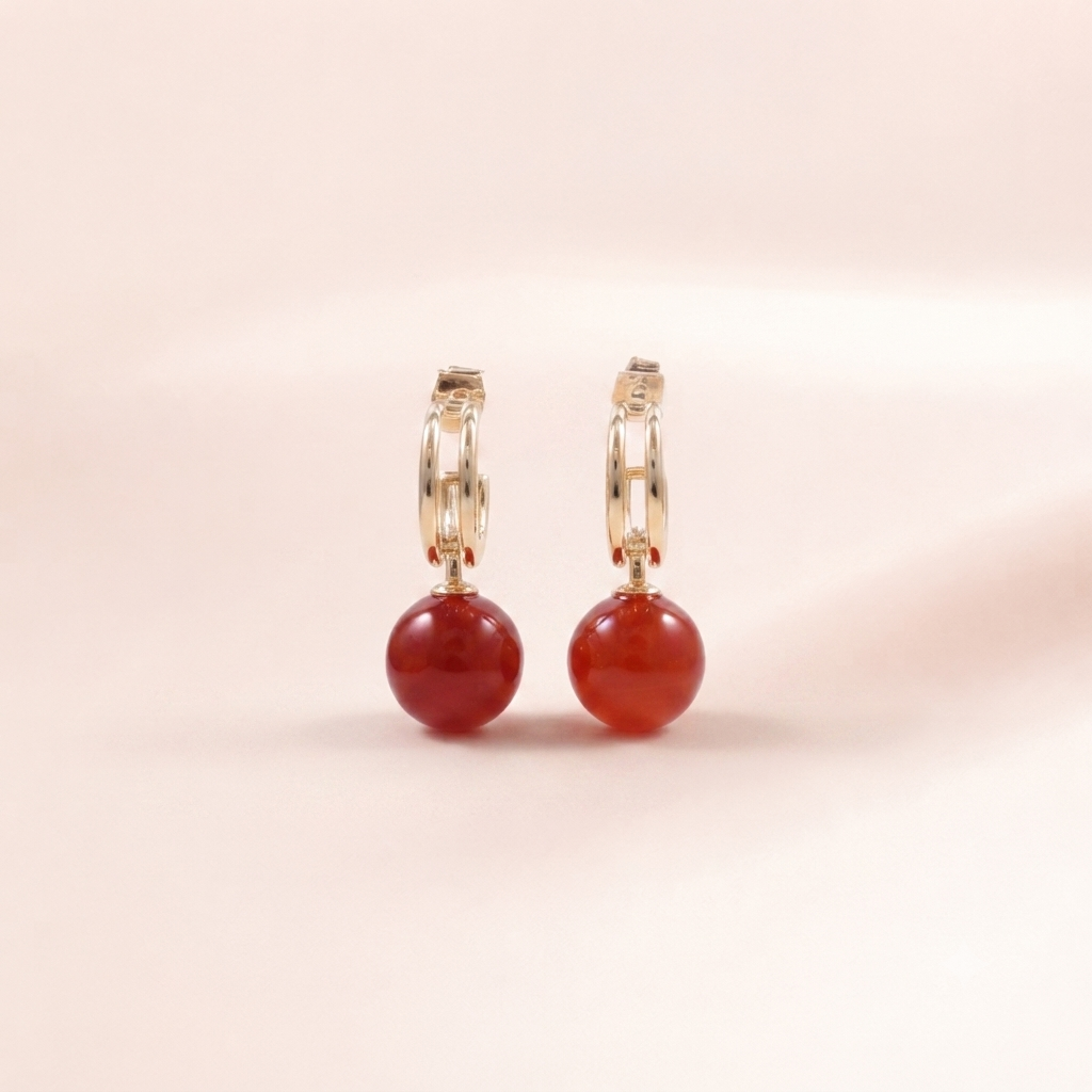 Chain Link Gemstone Ball Drop Earrings
