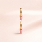 Pink Enamel Heart Hoop Earrings