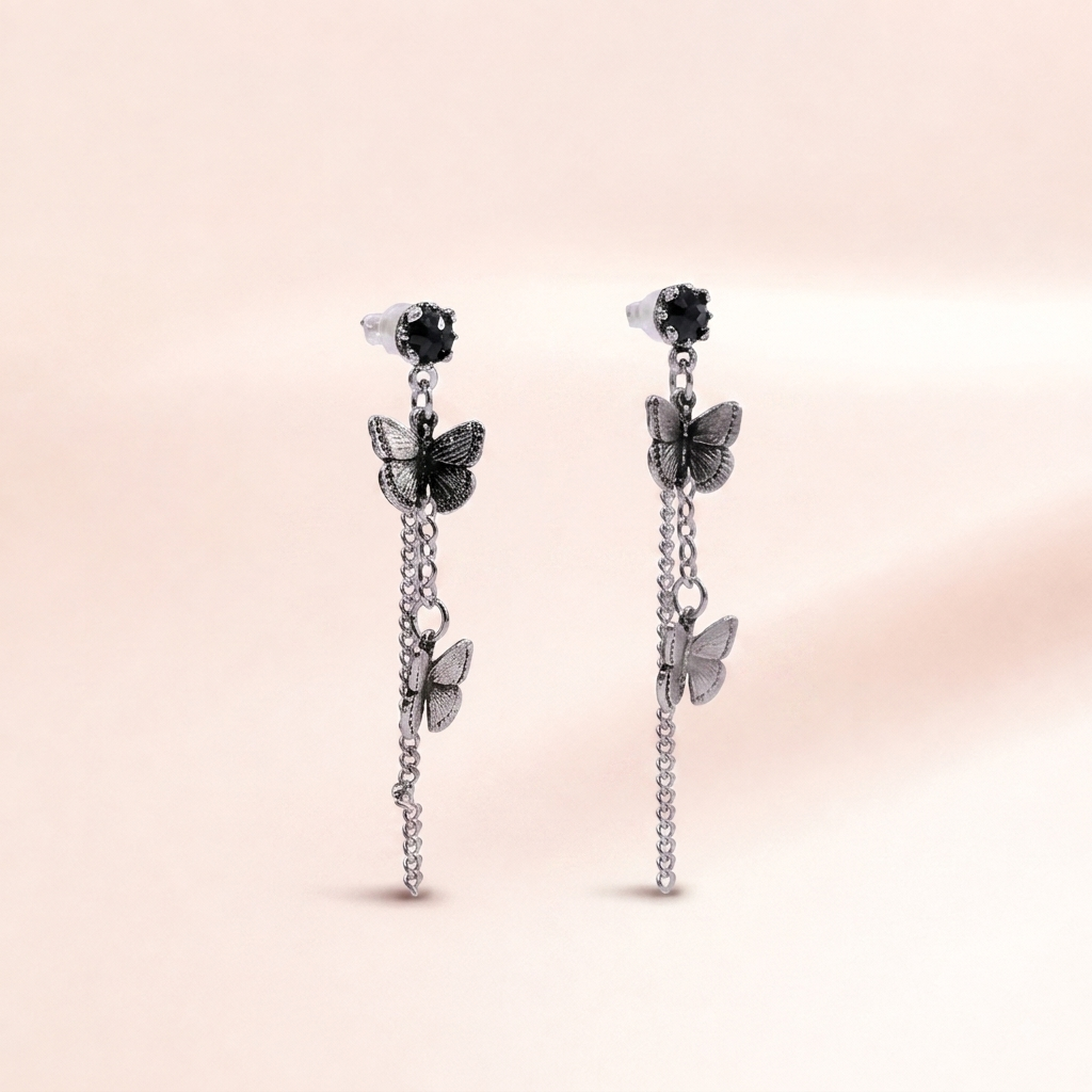 Dark Butterfly Duo Drop Earrings