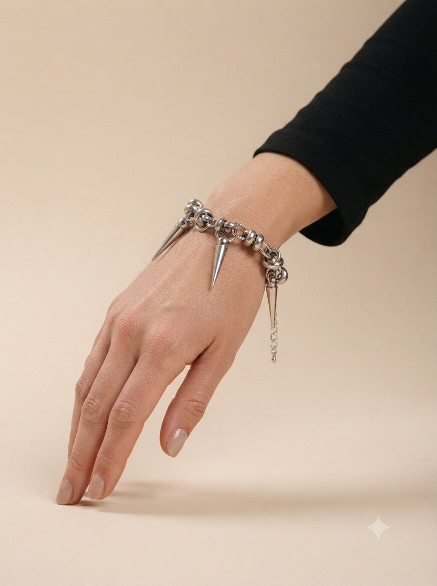 Spike & Knotted Chain Statement Bracelet