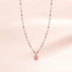 Gold Enamel Pink Daisy Bead Necklace | Vybe Global Store - Image 2