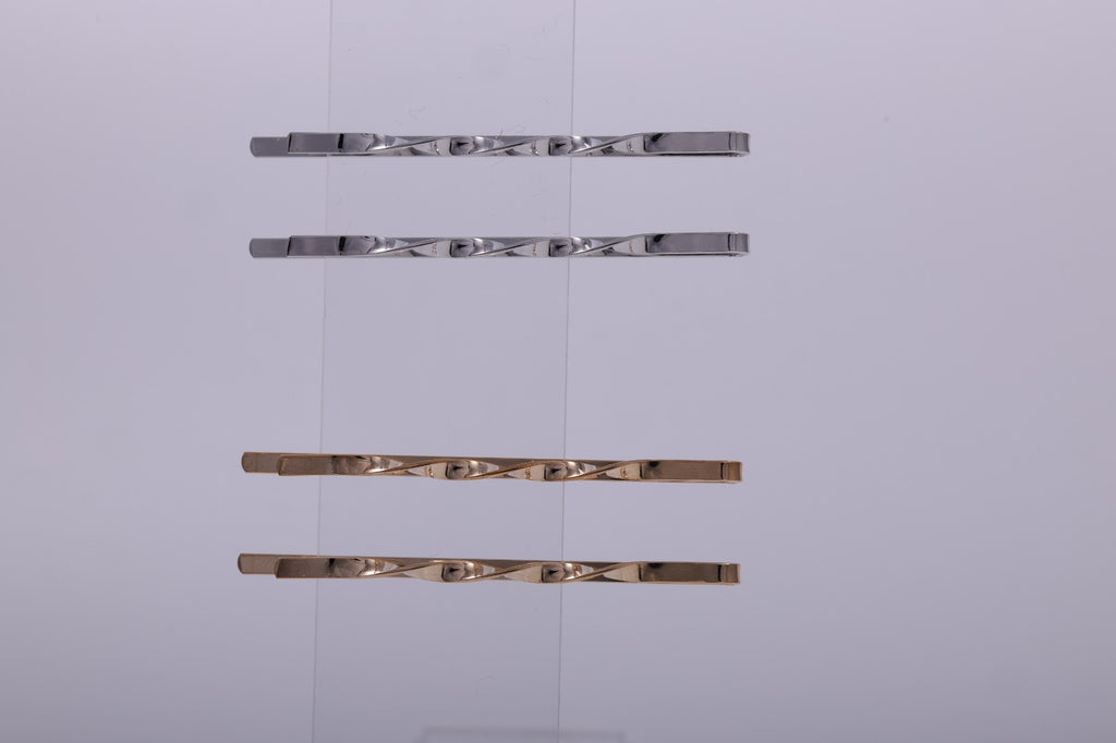 Minimalist braided twist Metallic Bobby Pins Set