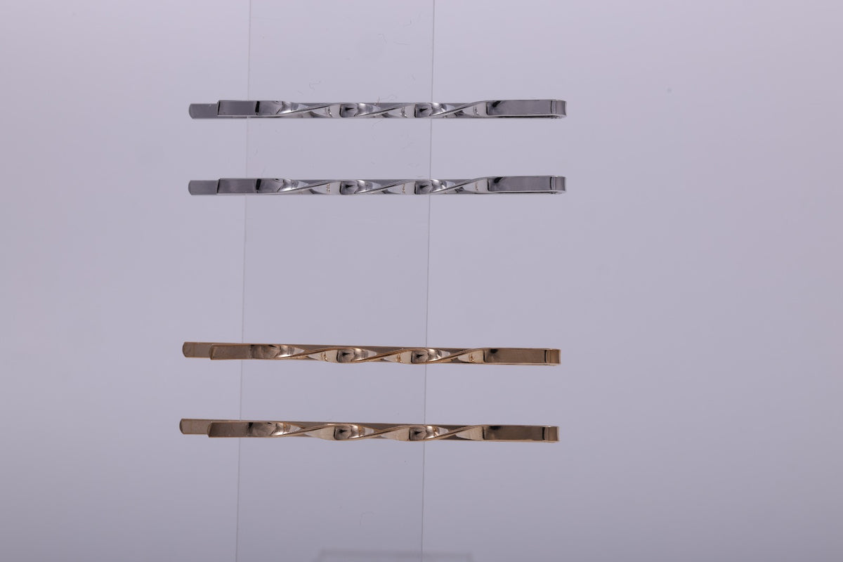 Minimalist braided twist Metallic Bobby Pins Set