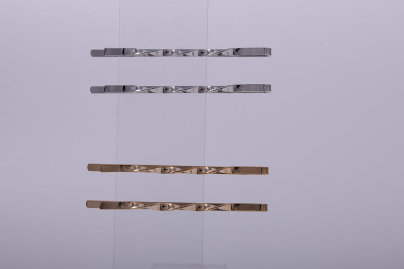 Minimalist braided twist Metallic Bobby Pins Set