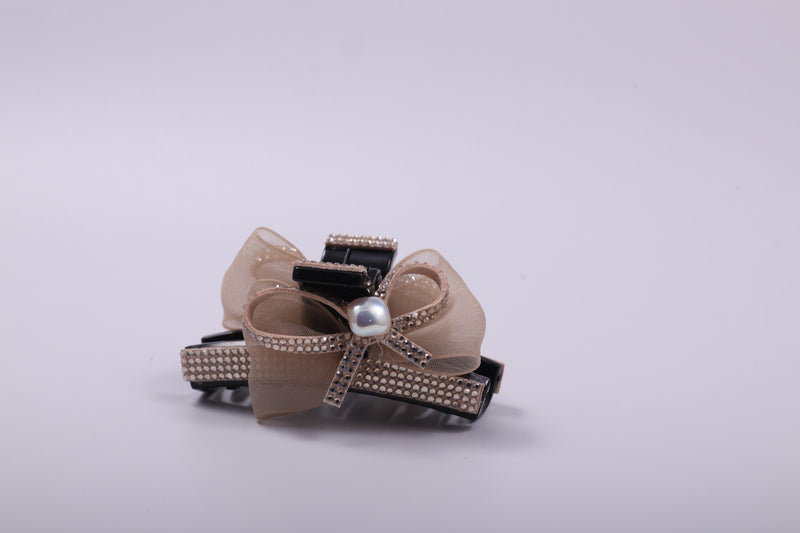 Sheer Bow Rhinestone Side Clip