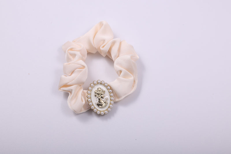 Vintage Cameo Fabric Scrunchie
