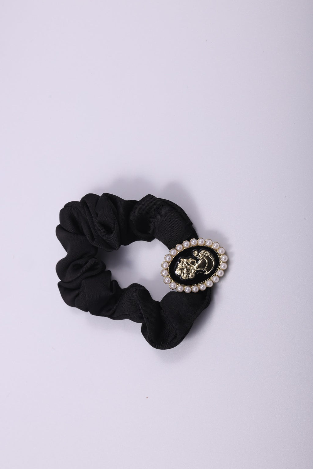 Vintage Cameo Fabric Scrunchie