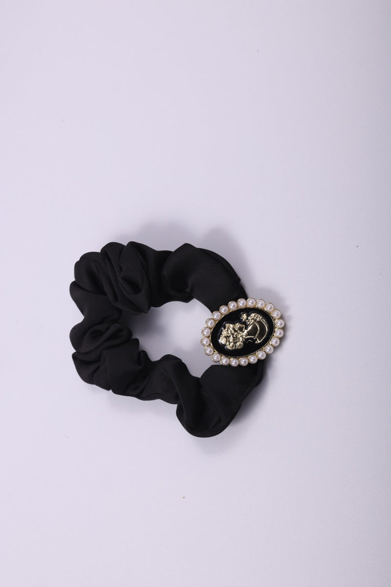 Vintage Cameo Fabric Scrunchie