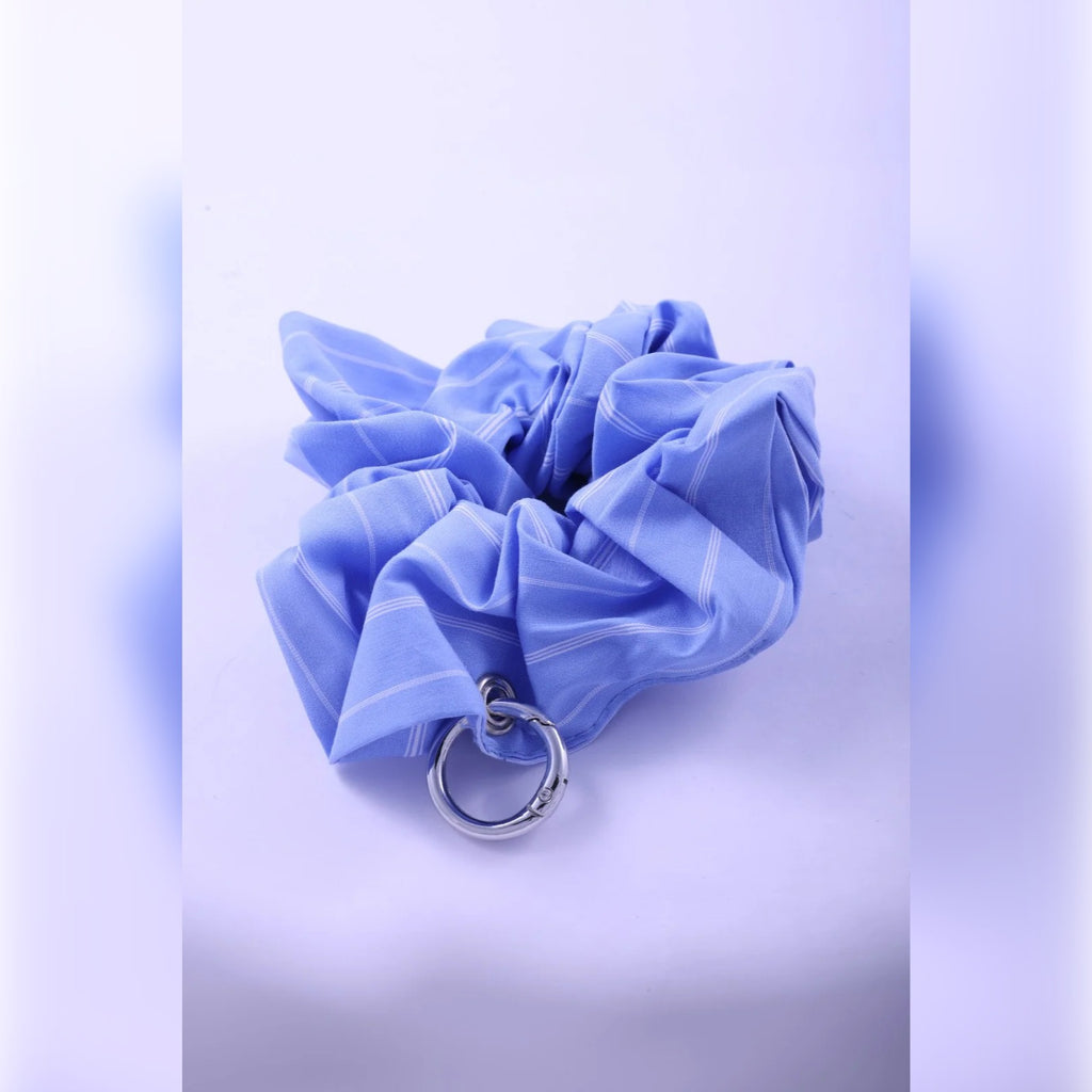 Striped Scrunchie with Silver Ring Charm | Vybe Global Store - Image 6