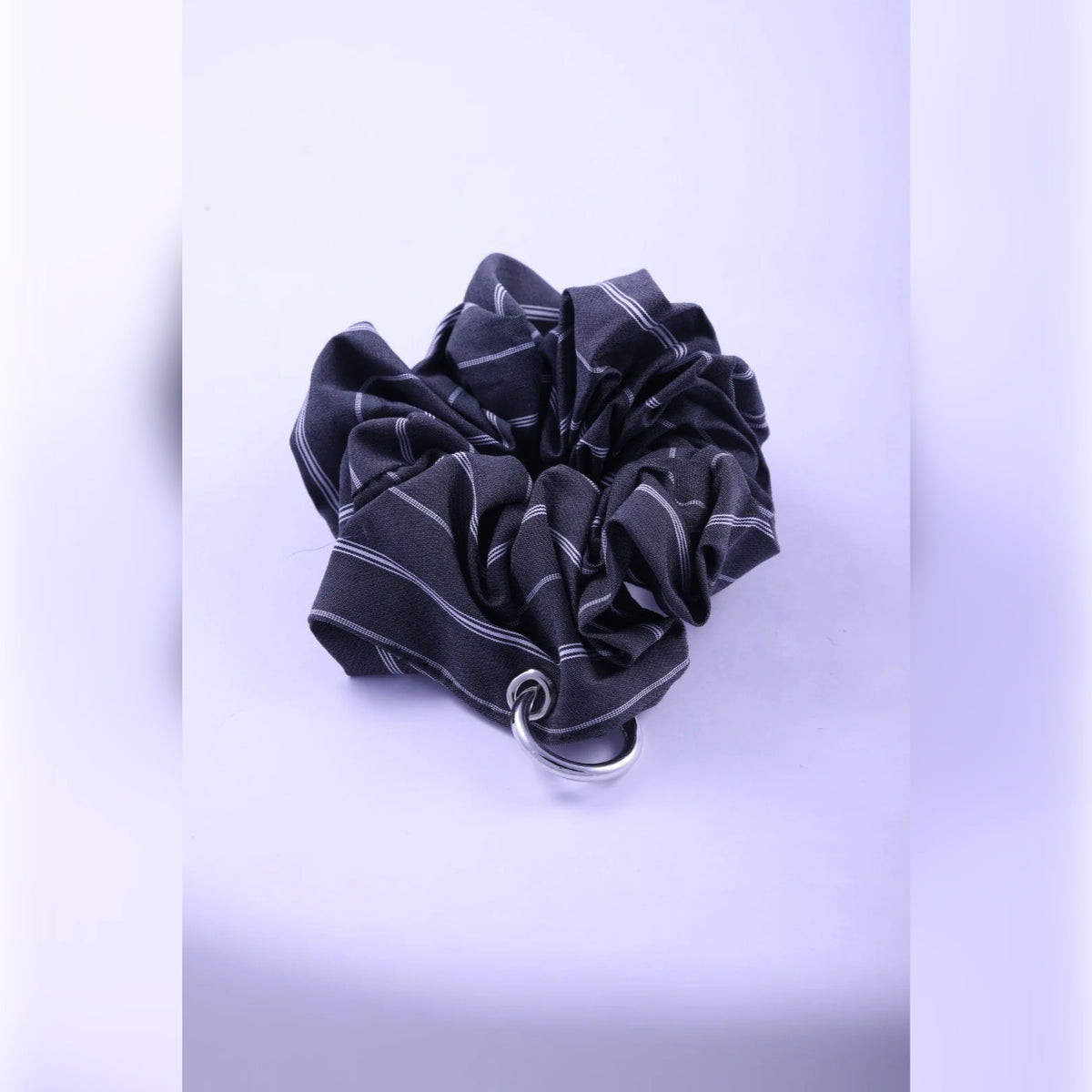 Striped Scrunchie with Silver Ring Charm | Vybe Global Store - Image 7