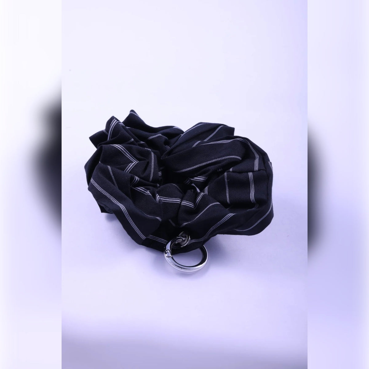 Striped Scrunchie with Silver Ring Charm | Vybe Global Store - Image 9