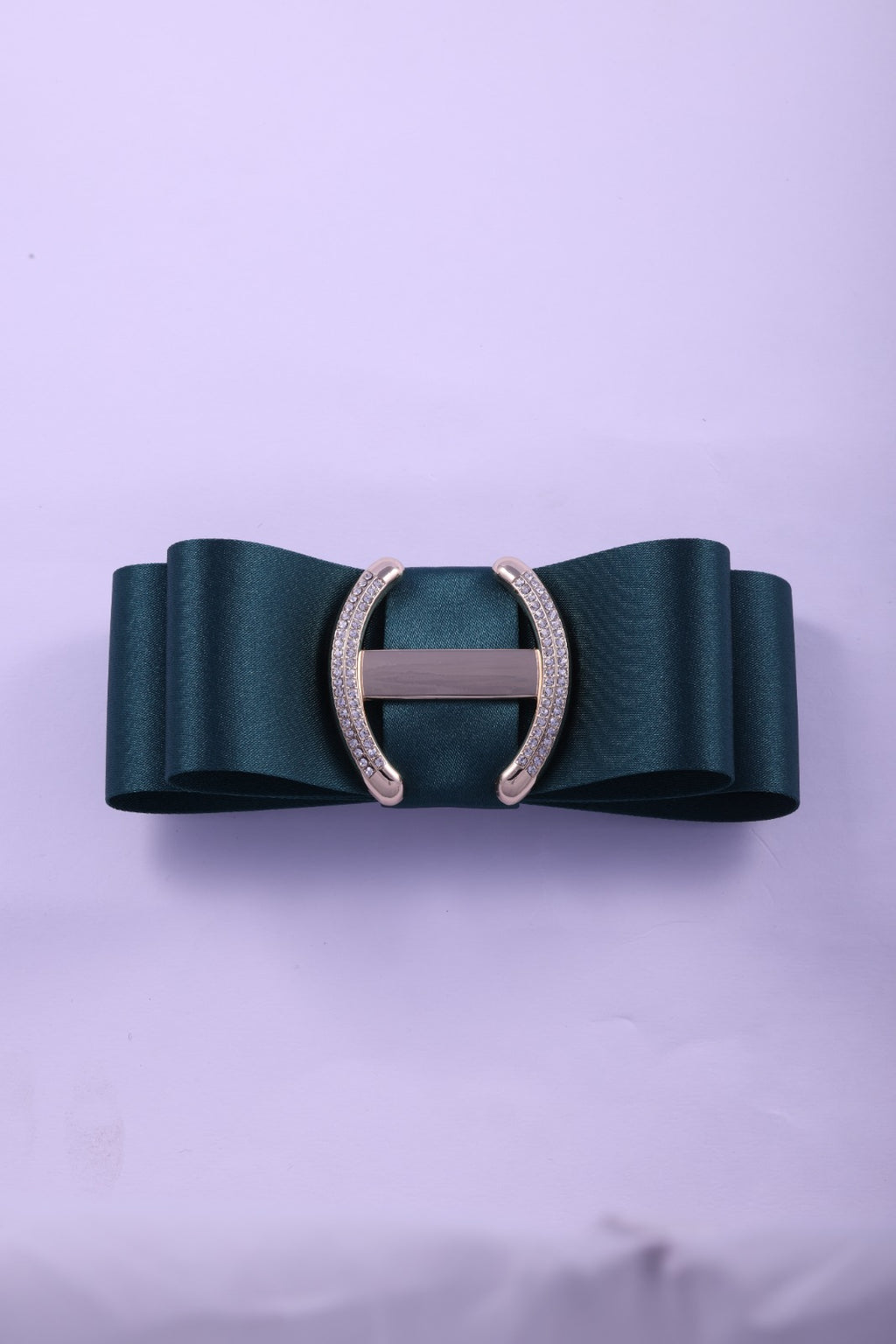 Grosgrain Bow & Curved Rhinestone Buckle Hair Clip